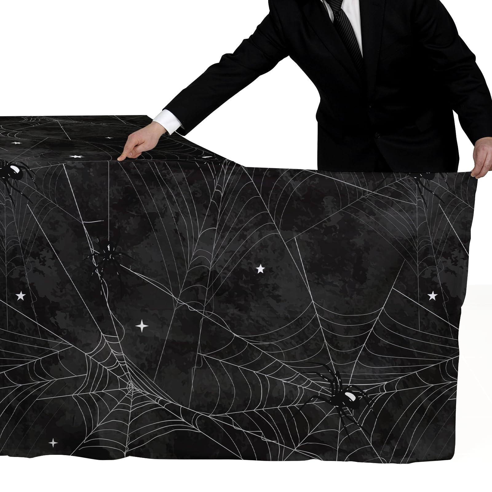 Gatherfun Halloween Party Supplies - Spider Webs Disposable Tablecloth Plastic Table Cover, Ideal for Halloween Spider Webs Party Decorations, 54 X 108 Inch, 3 Pack