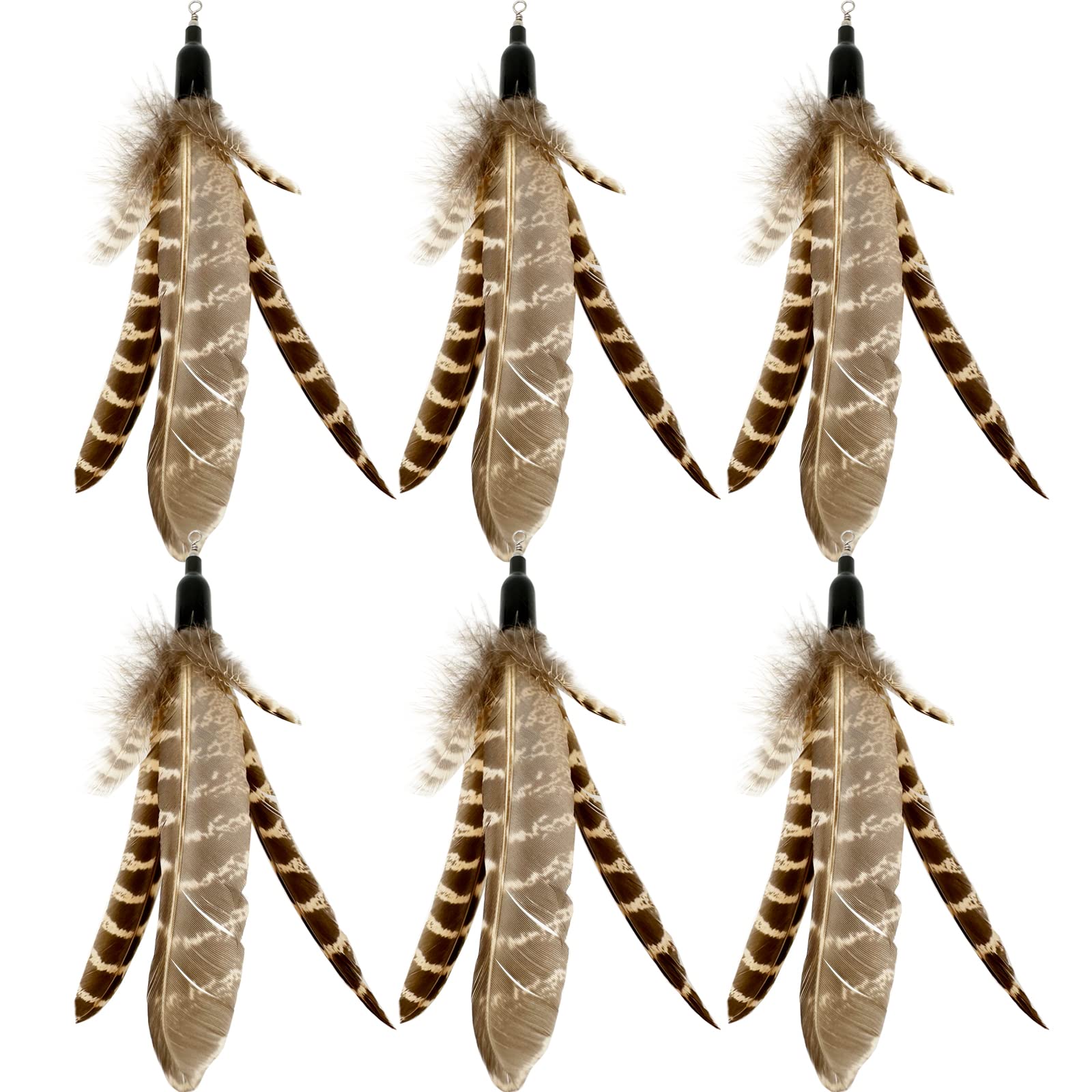 TIENAILING Cat Feather Toys Refills Cat Wand Replacement, 6 PCS Handmade Natural Da Bird Feathers Refill, Cat Toy Feather Replacement for Indoor Cats (C)