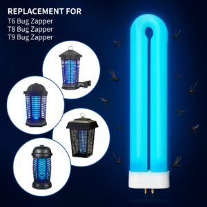 Belleone 15W Bug Zapper Light Bulb Replacement for T6 T8 T9 Lamp, FUL 15 Watt BL, 4-Pin Base, U Shaped Twin Tube Bulb for Outdoor Indoor, 2 Pack