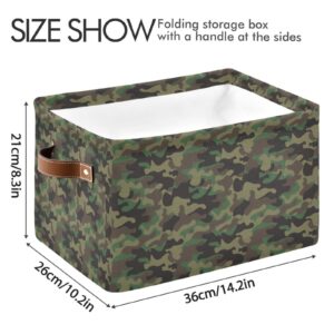 DEHOZO Storage Basket Bins, Military Camouflages Camo Collapsible Storage Cubes Organizer with Handles, Closet Shelves Clothes Storage Box Toys Organizer for Bedroom Living Room, 1pc