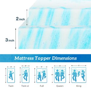 3 Inch Gel Memory Foam Mattress Topper Full Size, Cooling Mattress Pad Cover for Back Pain, Soft and Breathable Bed Topper