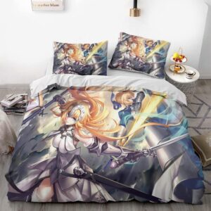 akardo fate grail war anime duvet cover soft 3d printed bedding set with comforter cover 3 piece set includes 2 pillowcases and 1 duvet cover machine washable (08,full (79"x90"))