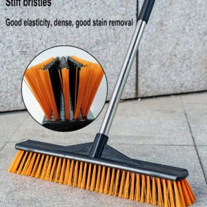 Xifando Heavy-Duty Push Broom Brush - 24" Wide, 65" Long Handle, Stiff Bristles - Perfect for Bathroom, Kitchen, Patio, Garage, Deck, Concrete, Wood, Stone, and Tile Floors (24" Black+Orange)