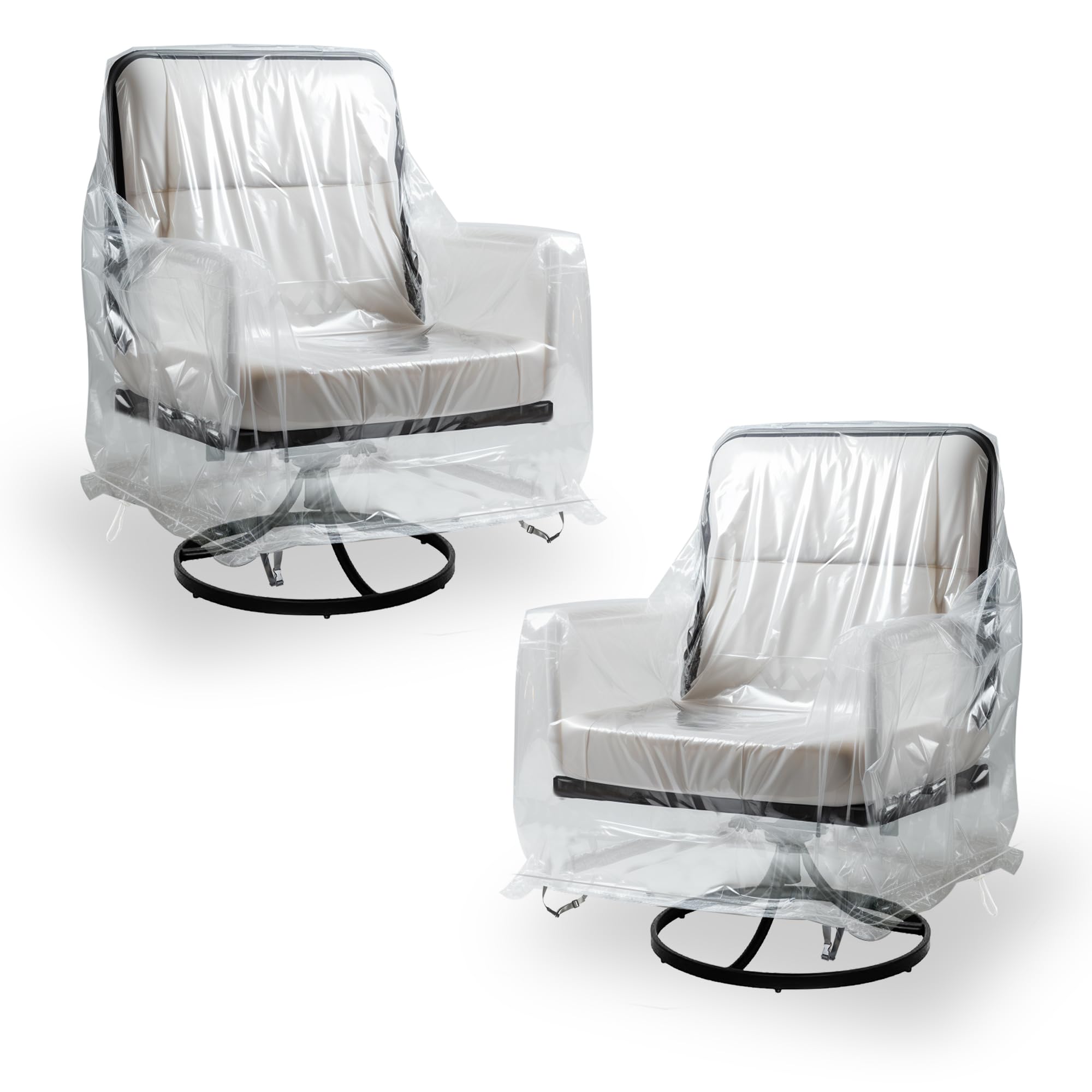 IndigoTempest9 Outdoor Swivel Lounge Chair Cover 2 Pack, Waterproof Heavy Duty Outdoor Chair Covers, Patio Rocking Chair Covers for Outdoor Furniture, (39" L x 37" W x 38" H), Clear PVC