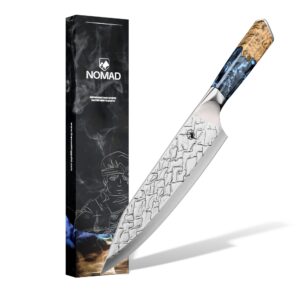 the cooking guild chef knife - 8 inch - nomad series - forged german high carbon stainless steel - celestial resin & wood handle - razor sharp - luxury gift