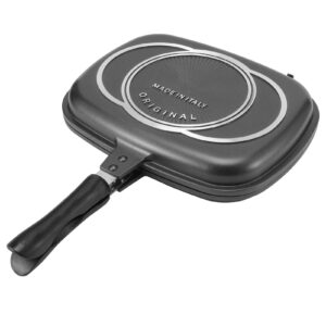 Grill Pan Frying, Antiburn Handle Kitchen Double Sided Pressure Double Side Portable Stove Double Sided Sandwich Baking Supplies Pot 32Cm 12.6In