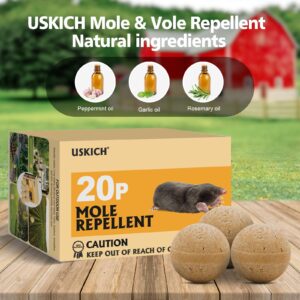 20 Packs Mole Repellent, Vole Repellent Outdoor, Powerful Mole Deterrent for Yard, Gopher Repellent, Mole Repellant for Lawn, Mole Control, Keep Mole and Vole Out of Your Garden