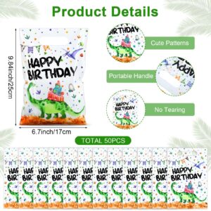 Colarr 50 Pieces Dinosaur Birthday Party Favor Bags Dinosaur Party Favor Bags Plastic Candy Goodie Bags Dino Theme Party Treat Bags for Kids Dinosaur Birthday Party Decorations Baby Shower Supplies