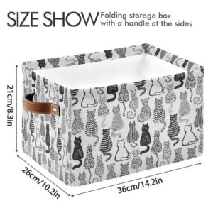 DEHOZO Storage Basket Bins, Abstract Cat Kitten Collapsible Storage Cubes Organizer with Handles, Closet Shelves Clothes Storage Box Toys Organizer for Bedroom Living Room, 1pc