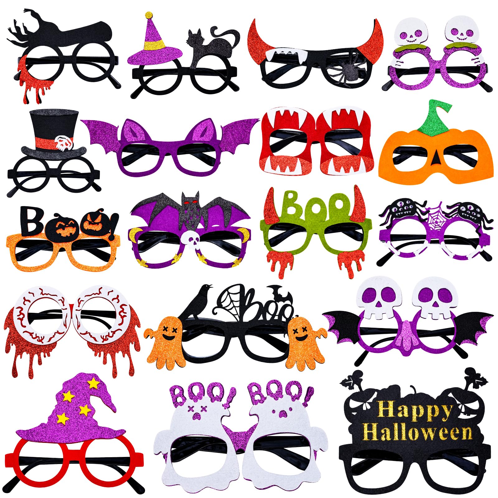 Garma 18 PCS Halloween Glasses for Kids Adults Funny Halloween Party Favors Photo Booth Props Costume Accessories Halloween Party Decorations