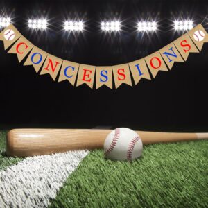 Doumeny Concessions Burlap Banner Baseball Bunting Garland Rustic Baseball Sports Garland Banner Sports Theme Party Banner Concessions Party Sign Banner for Birthday Baby Shower Sport Club Party Decor