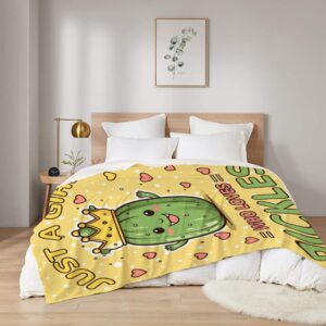 Pickles Blanket Gifts 60 x 50 Inch for Teen,Just a Girl Who Loves Pickles Fannel Fleece Super Soft Throw Blanket Travel Throw Blanket for Bed Couch Sofa