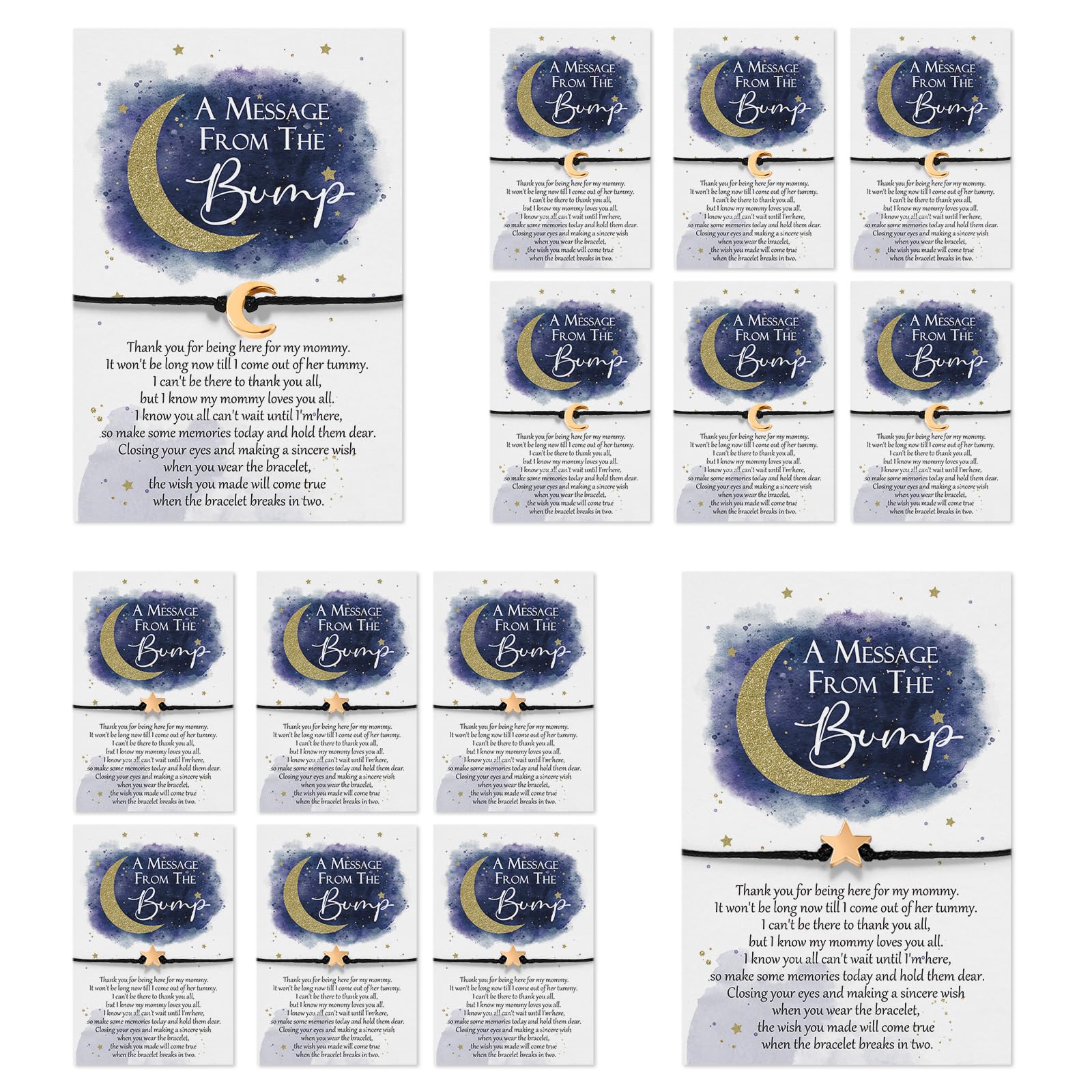 Henoyso 50 Set Over the Moon Baby Shower Favors for Guests a Message from the Bump Wish Bracelets Baby Shower Bracelets Twinkle Twinkle Little Star Party Favors for Guests Thank You Gifts