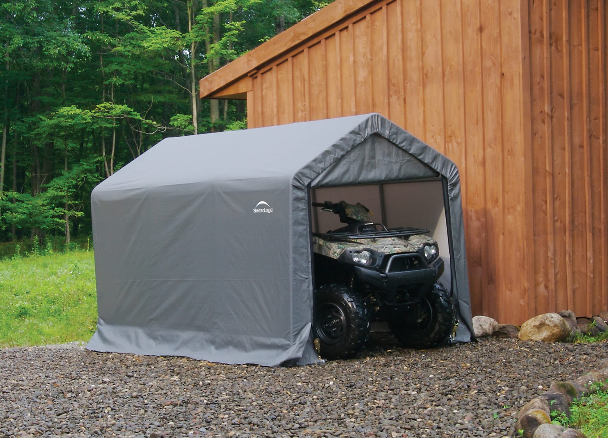 ShelterLogic 6' x 10' Shed-in-a-Box Peak Roof Shed + ShelterAuger Anchor Kit