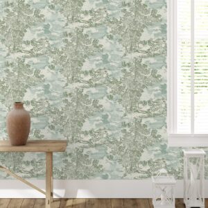 Surface Style - Peel and Stick Wallpaper, Scenic Wallpaper for Bedroom, Powder Room, Kitchen, Self Adhesive, Vinyl, 30.75 Sq Ft Coverage (Serene Scenes Collection, Willow)