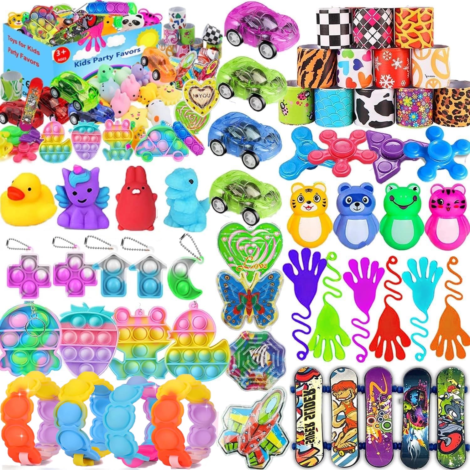 114 Pack Pop Party Favors for Kids 4-8 8-12, Premium Pop Fidget Toys, Birthday Gifts, Treasure Box Toys for Classroom, Carnival Prizes, Pinata Stuffers, Goodie Bag Stuffers