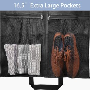 BH7STAR 43" Heavy Duty Garment Bags for Travel 6.5" Gusseted Suit Bags for Closet Storage 2 Handles Hanging Clothes Bag with Pocket Mens Suit Cover for Shirts, Coats, Dresses, Suit Holder, 2 Pack