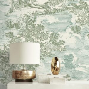 Surface Style - Peel and Stick Wallpaper, Scenic Wallpaper for Bedroom, Powder Room, Kitchen, Self Adhesive, Vinyl, 30.75 Sq Ft Coverage (Serene Scenes Collection, Willow)