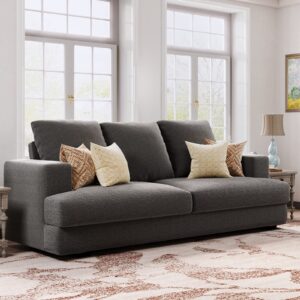 Merluxy Sofa, 3 Seater Comfy Couch Sofa- Extra Deep Seated Oversized Sofa, 97" Wide Modern Couches for Living Room, Bedroom and Office (Grey,Chenille)