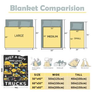 Truck Blanket Gifts 40 x 50 Inch for Kid,Just A Boy Who Loves Trucks Throw Blanket Fannel,Fleece Super Soft Travel Throw Blanket for Bed Couch Sofa