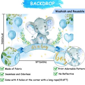 Blue Elephant Baby Shower Decorations for Boy, Baby Boy Shower Supplies, It's a boy Backdrop Banner Balloon Arch Kit Cake Topper Cupcake Topper Cutout for Baby Shower Decorations for Boy