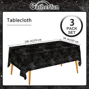 Gatherfun Halloween Party Supplies - Spider Webs Disposable Tablecloth Plastic Table Cover, Ideal for Halloween Spider Webs Party Decorations, 54 X 108 Inch, 3 Pack