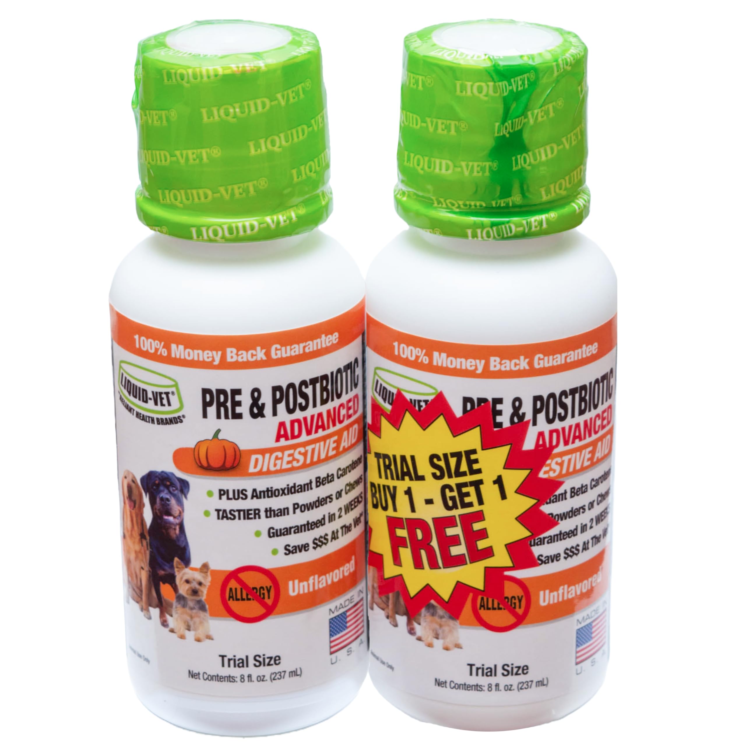 Liquid-Vet K9 Pre & PostBiotic Advanced (Allergy-Friendly Unflavored, 8oz/2Pack)