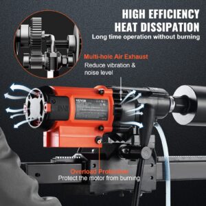 VEVOR Diamond Core Drilling Machine, 8in Wet&Dry Concrete Core Drill Rig with Stand, 750RPM Speed & 1-1/4" 5/8" Thread & Lifting Handle, 8in Drilling Diameter for Concrete Brick Block Stone, 2500W