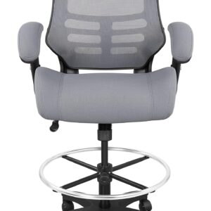 BOLISS Ergonomic Mesh Computer Office Drafting Chair with Super Soft Adjustable Arms Molded Foam Seat Cushion and Lumbar Support -Grey