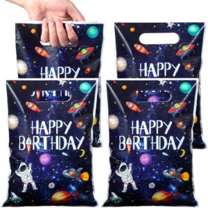 bokon 50 pcs outer space birthday bag bulk galaxy plastic gift bags with handle planet party favor bags solar system astronaut candy bags for kids birthday space theme party bags supplies