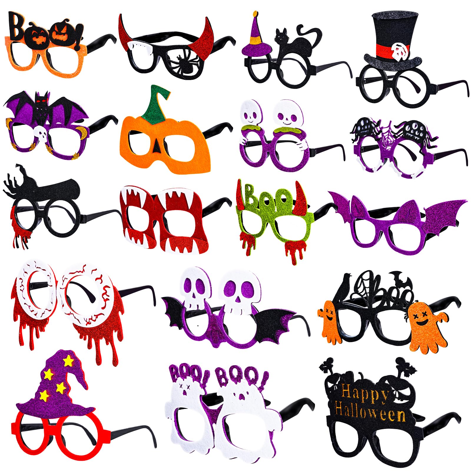 Garma 18 PCS Halloween Glasses for Kids Adults Funny Halloween Party Favors Photo Booth Props Costume Accessories Halloween Party Decorations