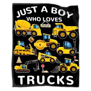 truck blanket gifts 40 x 50 inch for kid,just a boy who loves trucks throw blanket fannel,fleece super soft travel throw blanket for bed couch sofa