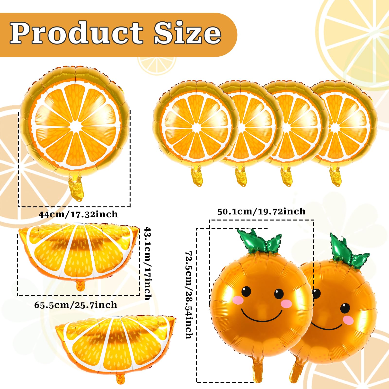 10Pcs Orange Citrus Foil Balloon, Cartoon Fruit Decorations Balloon, Orange Balloons Decorations, Little Cutie Baby Shower Balloons, Foil Balloon Cartoon Fruit Aluminum Foil Balloons Party Decor