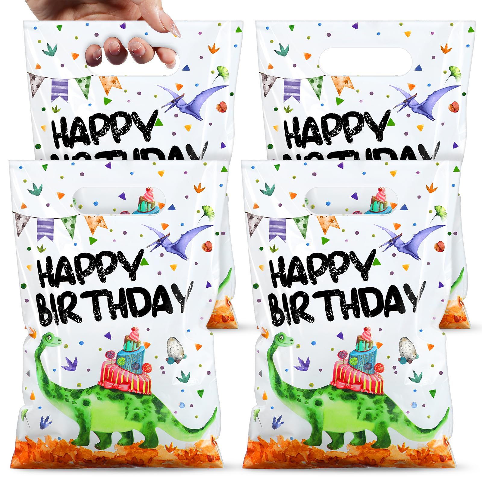 Colarr 50 Pieces Dinosaur Birthday Party Favor Bags Dinosaur Party Favor Bags Plastic Candy Goodie Bags Dino Theme Party Treat Bags for Kids Dinosaur Birthday Party Decorations Baby Shower Supplies