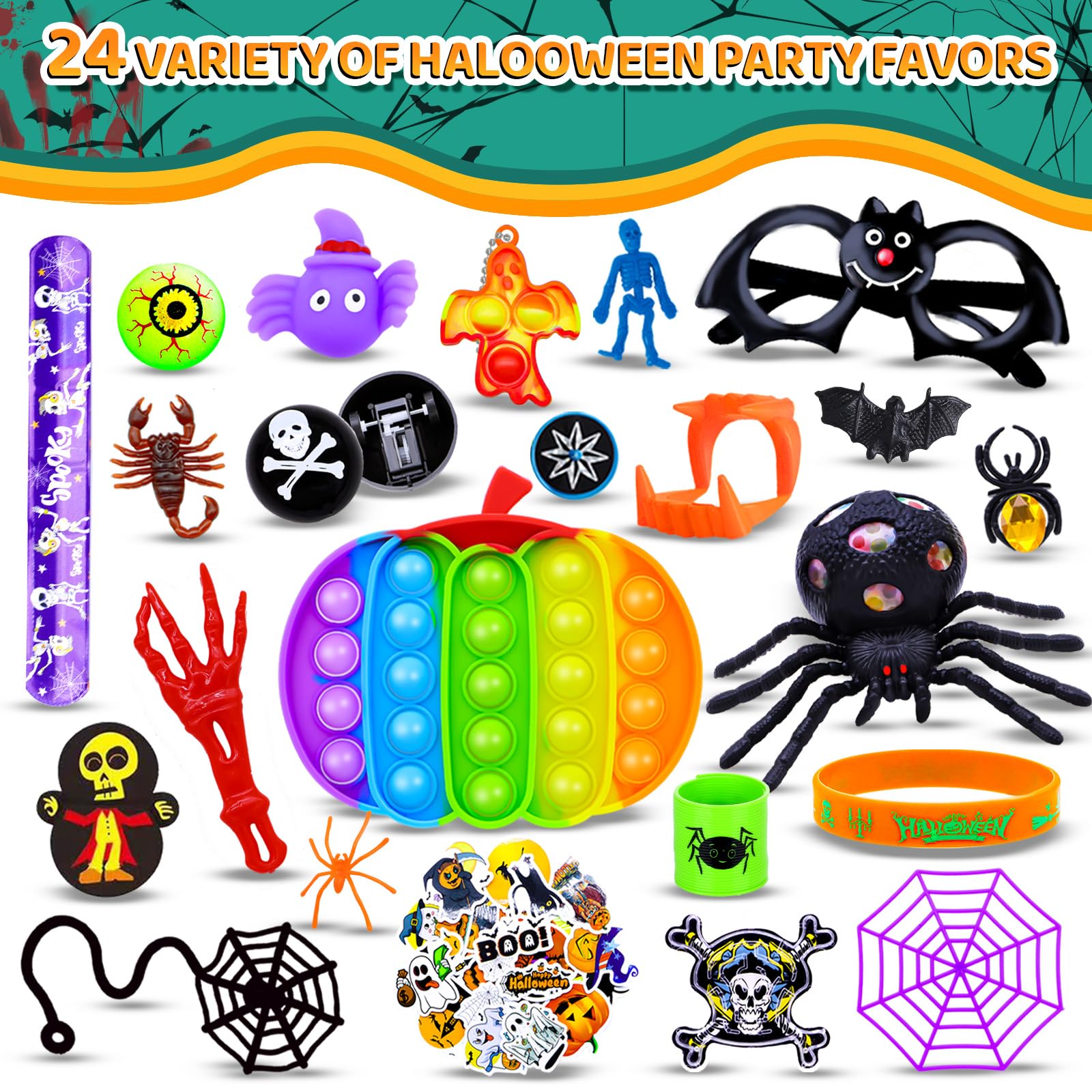 FORLINX 400PCS Halloween Party Favors for Kids,Bulk Halloween Toys ,Halloween Goodie Bag,Halloween Stuffers,Halloween Classroom Prizes,treasure box halloween,Trick or Treat Toys