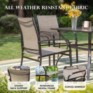 HERA'S HOUSE Patio Dining Chairs Set of 6, 36" Textilene Fabric Outdoor Chair with Wrought Iron Metal Frame Support 350lbs for Lawn Garden Backyard Kitchen, Brown