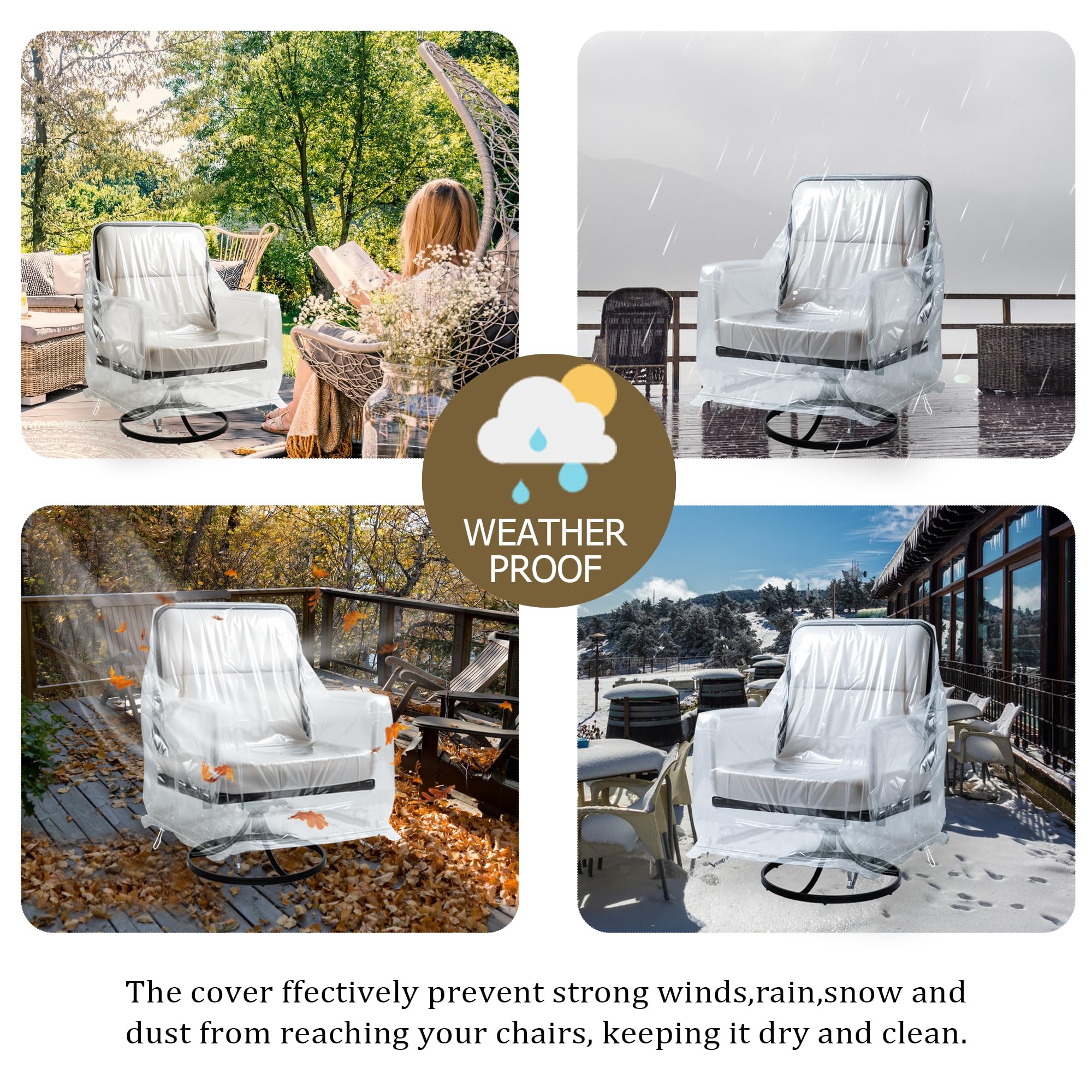 IndigoTempest9 Outdoor Swivel Lounge Chair Cover 2 Pack, Waterproof Heavy Duty Outdoor Chair Covers, Patio Rocking Chair Covers for Outdoor Furniture, (39" L x 37" W x 38" H), Clear PVC