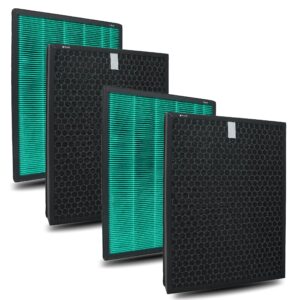 4-pack 400/400s true hepa filter replacement filter for coway airmega max2 400/400s 400 400s 400(g) 400s(g) air purifier, max 2 green h13 true hepa and active carbon filter set (part# ap-2015-fp)