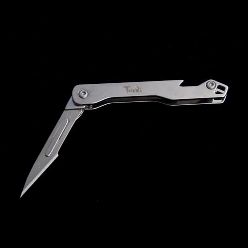 Tungyi Daily Pocket Folding Utility Knife with 10 Replaceable Quick Change Blades, Ultra Compact and Lightweight (Stainless Steel)