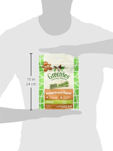 Greenies Gingerbread Flavor Teenie Size, Veterinarian-Recommended for Dental Care, Dog Treat Chews, Great Holiday Dog Stocking Stuffers, Limited Edition, 12 oz. Pack of 43