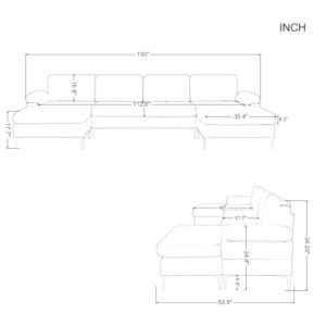 Eafurn Oversized Deep Seat Reversible Modular Sectional Couch Convertible Sleeper Corner Sofa Bed, Symmetrical L Shaped Lounge Sofá with Movable Ottoman and Solid Wood Legs for Living Room Office