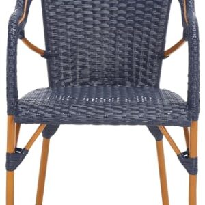 SAFAVIEH Outdoor Collection California Bistro Navy 36-inch Seat Height Armchair Set of 2 (Fully Assembled)