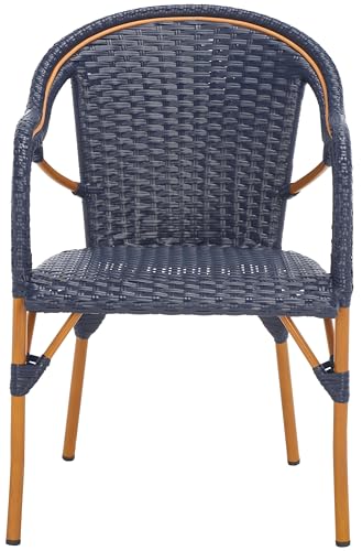 SAFAVIEH Outdoor Collection California Bistro Navy 36-inch Seat Height Armchair Set of 2 (Fully Assembled)