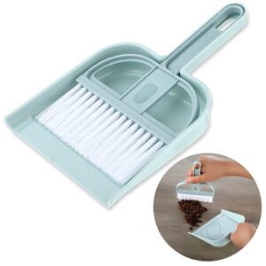 mini broom and dustpan set, small dust pans with brush hand broom dustpan brush dust pan and broom/dustpan combo set for desk, countertop, sofa, key board office, kitchen, pet nest (blue)