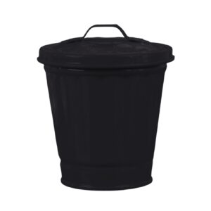 yirepny desktop trash can, mini wastebasket trash can with lid, bucket shape stainless waste bin, garbage trash bin, small trash can, waste basket, recycle can for bathrooms, kitchens, offices black