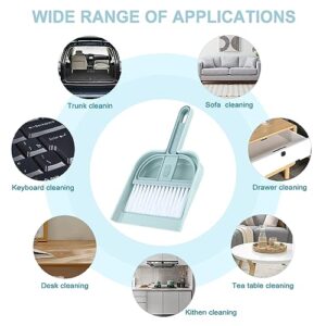 Mini Broom and Dustpan Set, Small Dust Pans with Brush Hand Broom Dustpan Brush Dust Pan and Broom/Dustpan Combo Set for Desk, Countertop, Sofa, Key Board Office, Kitchen, Pet Nest (Blue)