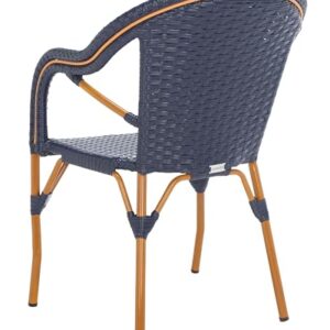 SAFAVIEH Outdoor Collection California Bistro Navy 36-inch Seat Height Armchair Set of 2 (Fully Assembled)