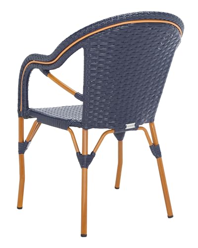 SAFAVIEH Outdoor Collection California Bistro Navy 36-inch Seat Height Armchair Set of 2 (Fully Assembled)