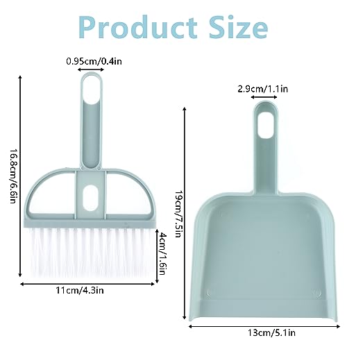 Mini Broom and Dustpan Set, Small Dust Pans with Brush Hand Broom Dustpan Brush Dust Pan and Broom/Dustpan Combo Set for Desk, Countertop, Sofa, Key Board Office, Kitchen, Pet Nest (Blue)