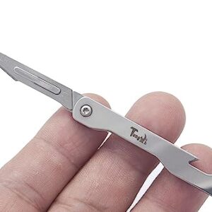 Tungyi Daily Pocket Folding Utility Knife with 10 Replaceable Quick Change Blades, Ultra Compact and Lightweight (Stainless Steel)